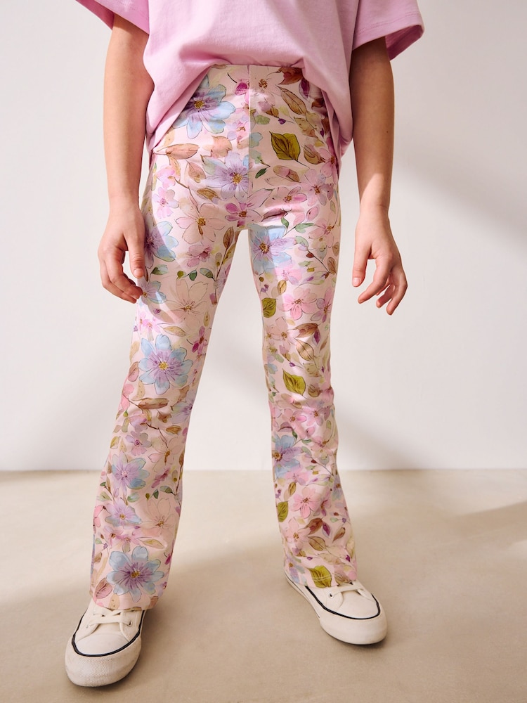 Pink Floral Flare Leggings (3-16yrs) - Image 1 of 8