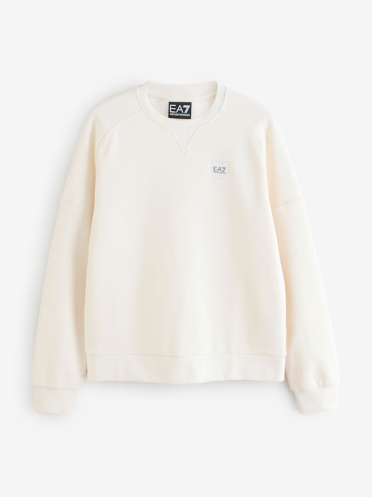 EA7 Regular Fit Cream Sweat Tops - Image 1 of 1 EA7 Regular Fit Cream Sweat Tops - Image 1 of 1