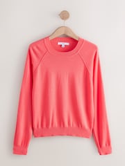 Coral Pink Soft Touch Crew Neck Cotton Rich Jumper - Image 5 of 7