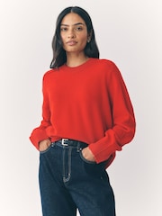 Red Crew Neck Knitted Jumper with Wool - Image 1 of 10