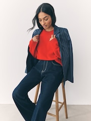 Red Crew Neck Knitted Jumper with Wool - Image 3 of 10