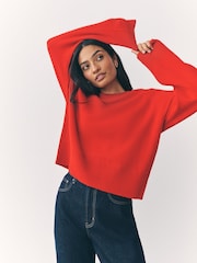 Red Crew Neck Knitted Jumper with Wool - Image 4 of 10