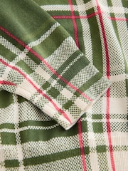 Green Pink Check Soft Touch Crew Neck Cotton Rich Jumper - Image 3 of 3