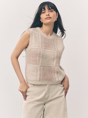Verificação neutra - Brushed Crew Neck Knitted Pocket Tank - Imagem 1 de 8