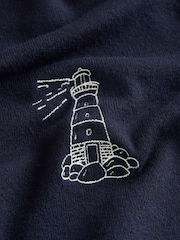 Navy Blue Embroidered Super Soft Crew Neck Long Sleeve Jumper - Image 6 of 7