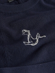 Navy Blue Embroidered Super Soft Crew Neck Long Sleeve Jumper - Image 7 of 7