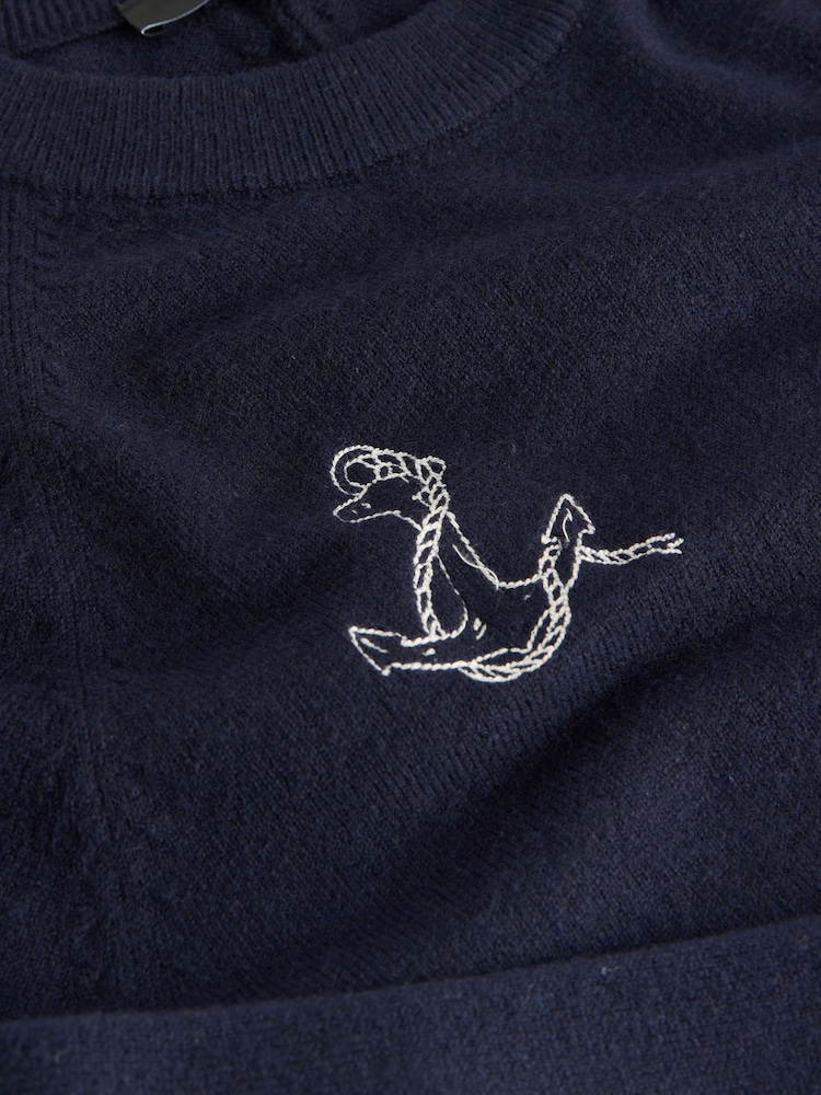 Navy Blue Embroidered Super Soft Crew Neck Long Sleeve Jumper - Image 7 of 7 Navy Blue Embroidered Super Soft Crew Neck Long Sleeve Jumper - Image 7 of 7