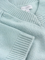 Light Blue 100% Lambswool V Neck Knitted Short Sleeve Jumper - Image 6 of 7