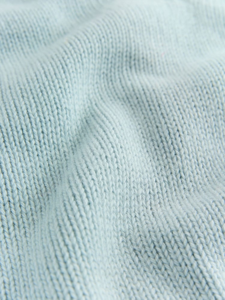 Light Blue 100% Lambswool V Neck Knitted Short Sleeve Jumper - Image 7 of 7