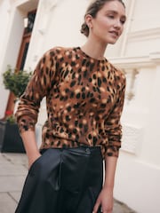 Neutral Deer Printed Crew Neck Jumper - Image 1 of 8
