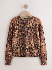 Neutral Deer Printed Crew Neck Jumper - Image 6 of 8