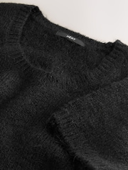 Black Scoop Neck Peplum Knitted Top With Wool - Image 9 of 9