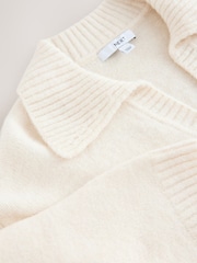 Ecru Open Collar Polo Half Sleeve Jumper With Wool - Image 8 of 8