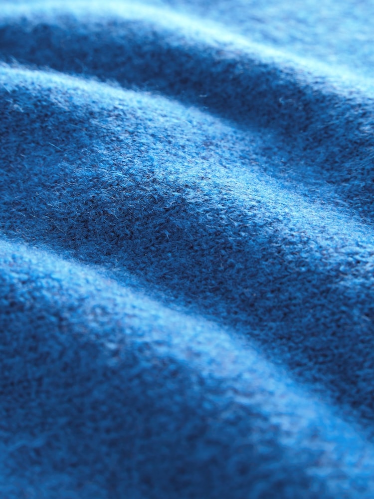 Bright Blue Open Collar Polo Half Sleeve Jumper With Wool - Image 8 of 8