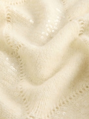 Ecru Off The Shoulder Sequin Argyle Jumper - Image 5 of 6