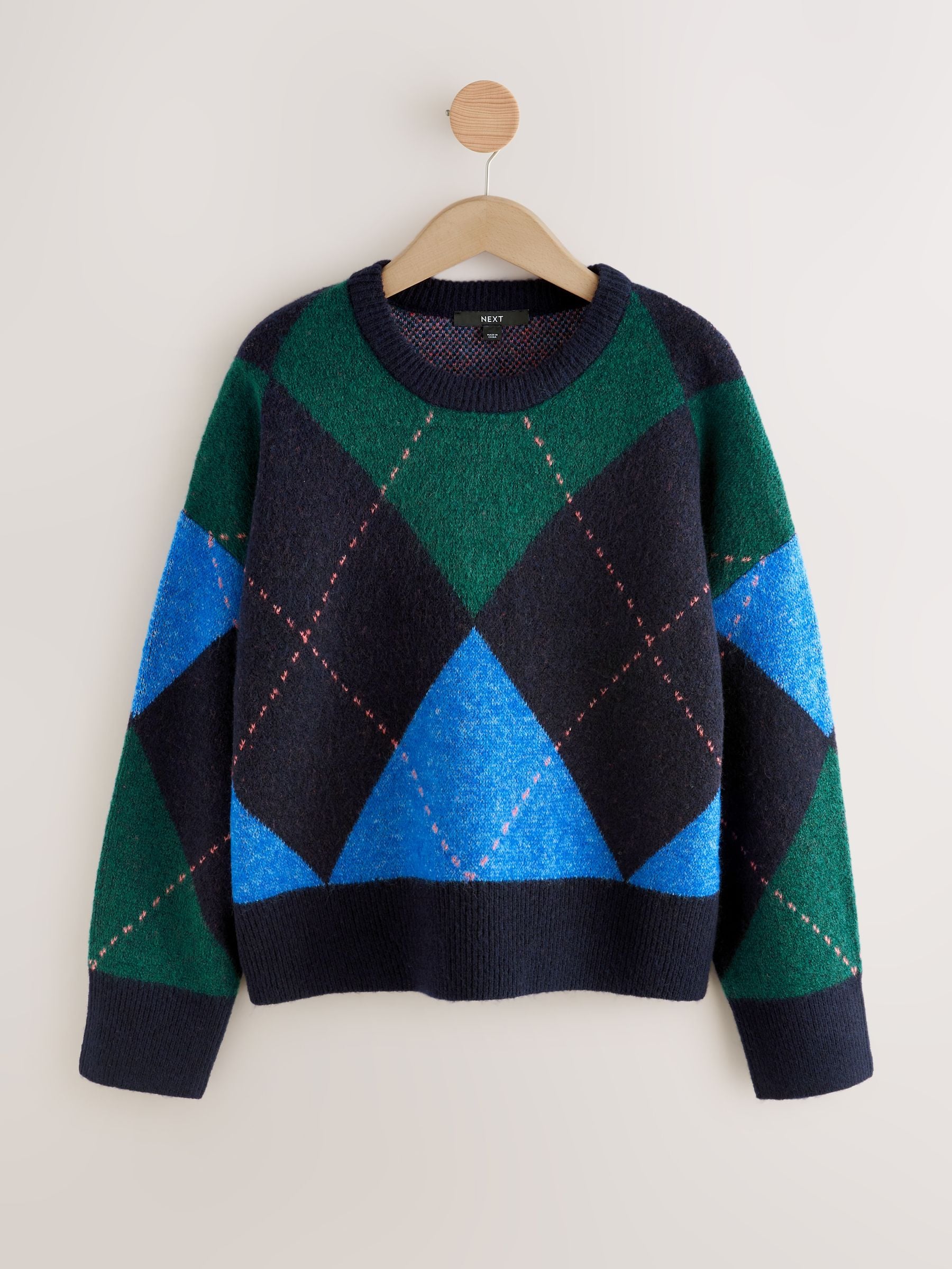 vintage argyle design crew neck knit 【公式通販】