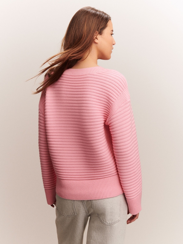Crew Neck Jumper Next Ladies Pink Jumpers Buy Pink Ribbed V-Neck