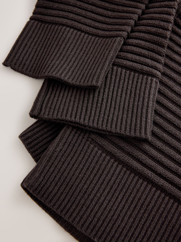 Chocolate Brown Ribbed V-Neck Knitted Jumper - Image 8 of 8