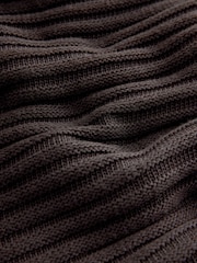 Chocolate Brown Ribbed V-Neck Knitted Jumper - Image 8 of 8