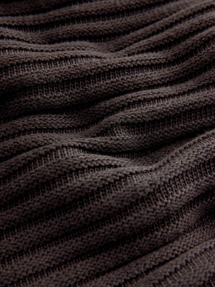 Chocolate Brown Ribbed V-Neck Knitted Jumper - Image 8 of 8 Chocolate Brown Ribbed V-Neck Knitted Jumper - Image 8 of 8