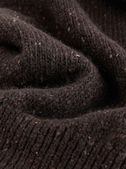 Chocolate Brown Cotton and Wool Blend Shoulder Padded Waisted Nappy Jumper - Image 7 of 8