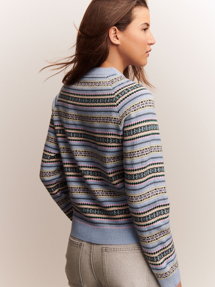 Light Blue Fairisle Super Soft Crew Neck Long Sleeve Jumper - Image 2 of 8