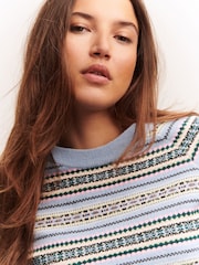 Light Blue Fairisle Super Soft Crew Neck Long Sleeve Jumper - Image 5 of 8