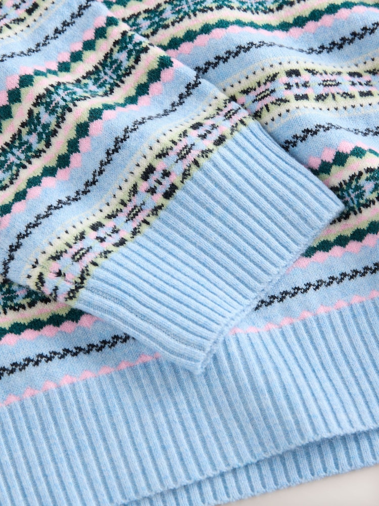 Light Blue Fairisle Super Soft Crew Neck Long Sleeve Jumper - Image 8 of 8