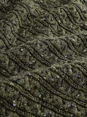 Khaki Green Cotton Blend Boat Neck Knitted Cable Nappy Jumper - Image 7 of 8