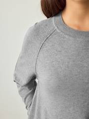 Grey Soft Touch Crew Neck Cotton Rich Jumper - Image 4 of 7