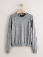 Grey Soft Touch Crew Neck Cotton Rich Jumper - Image 5 of 7