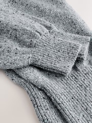 Grey Cotton and Wool Blend Shoulder Padded Waisted Nappy Jumper - Image 8 of 8