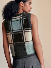Cheque azul - Brushed Crew Neck Knitted Pocket Tank - Imagem 3 de 9