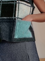 Cheque azul - Brushed Crew Neck Knitted Pocket Tank - Imagem 6 de 9
