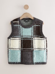 Cheque azul - Brushed Crew Neck Knitted Pocket Tank - Imagem 7 de 9