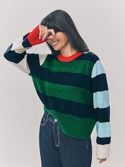 Listra multicolorida - Blusa de malha Crew Neck com wool - Imagem 3 de 8