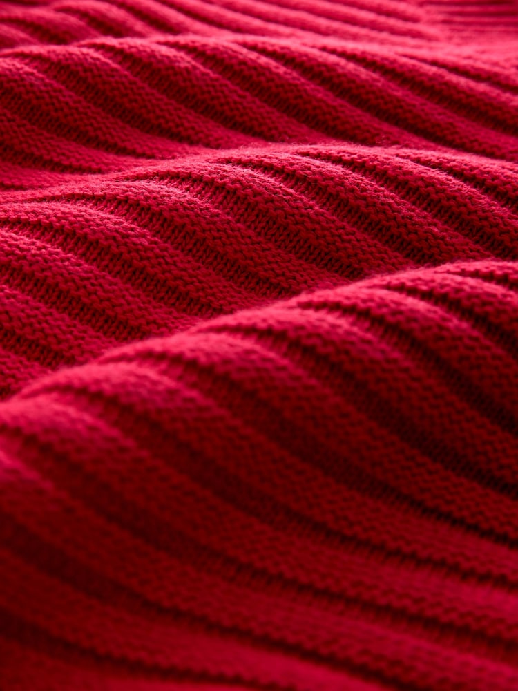 Red Ribbed V-Neck Knitted Jumper - Image 13 of 13 Red Ribbed V-Neck Knitted Jumper - Image 13 of 13