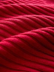 Red Ribbed V-Neck Knitted Jumper - Image 8 of 13