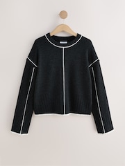Charcoal Tipped 100% Lambswool Crew Neck Jumper - Image 8 of 8
