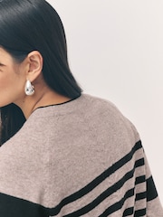 Neutral/Black Stripe Super Soft Crew Neck Long Sleeve Jumper - Image 5 of 8