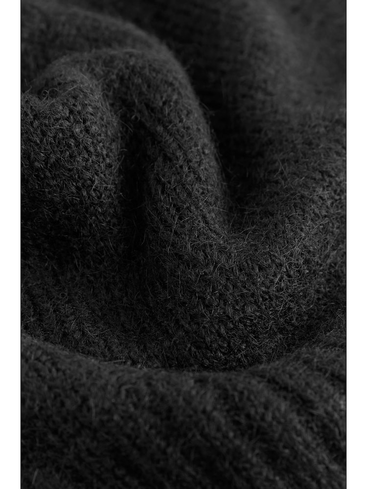 Black Scoop Neck Knitted Sleeveless Tank Vest with Alpaca Wool - Image 2 of 8
