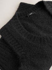 Black Scoop Neck Knitted Sleeveless Tank Vest with Alpaca Wool - Image 7 of 8