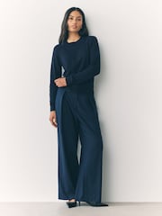 Navy Blue Soft Touch Crew Neck Cotton Rich Jumper - Image 2 of 8