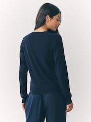 Navy Blue Soft Touch Crew Neck Cotton Rich Jumper - Image 3 of 8