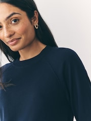 Navy Blue Soft Touch Crew Neck Cotton Rich Jumper - Image 5 of 8