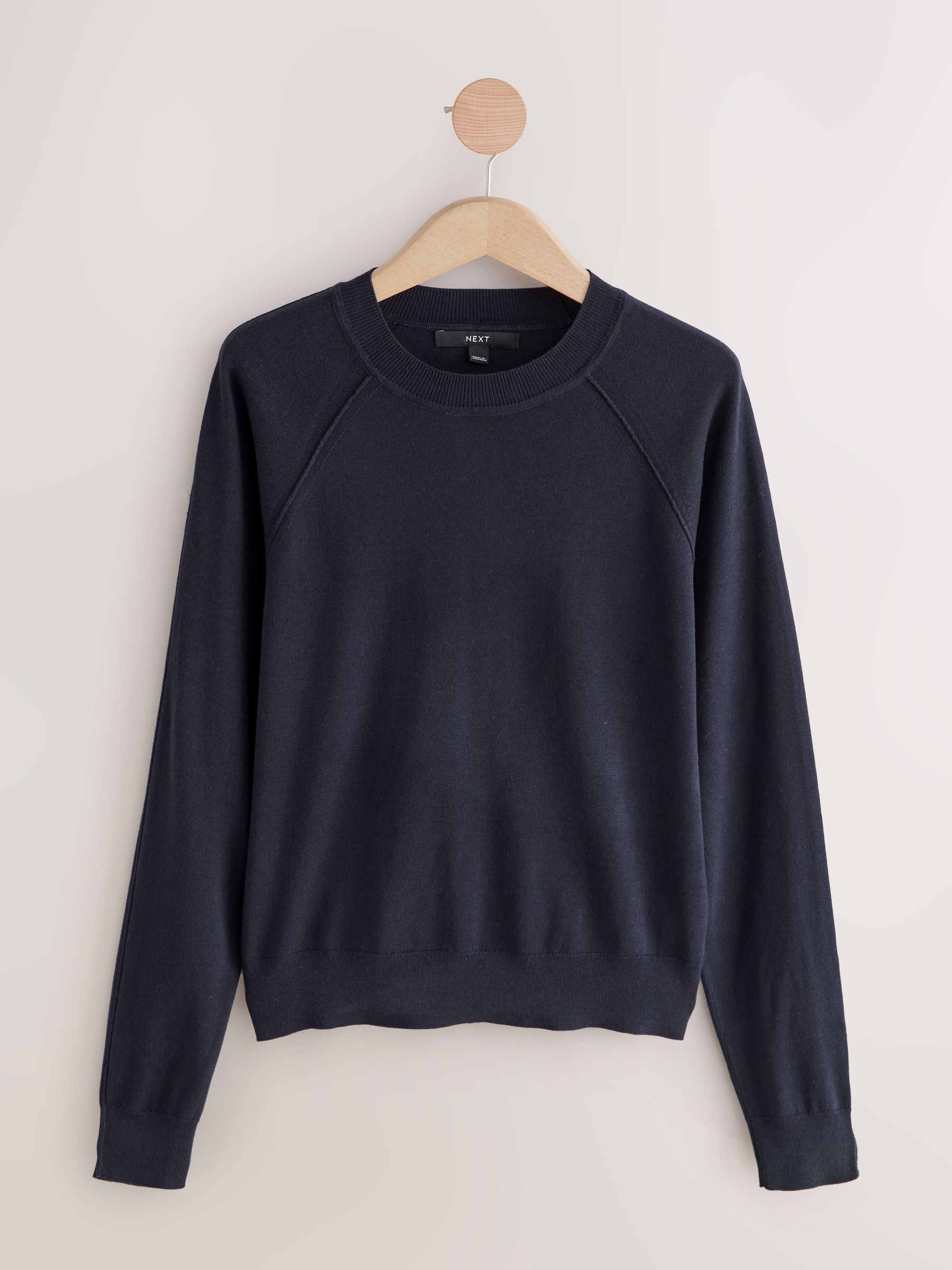 Buy Navy Blue Soft Touch Crew Neck Cotton Rich Jumper from Next