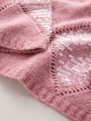Blush Pink Off The Shoulder Sequin Argyle Jumper - Image 7 of 8