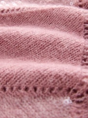 Blush Pink Off The Shoulder Sequin Argyle Jumper - Image 8 of 8