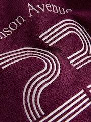 Burgundy Red Sports Graphic Embroidered Jumper With Wool - Image 2 of 3
