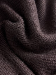 Chocolate Brown Graphic Knitted Hoodie Jumper With Wool - Image 8 of 9